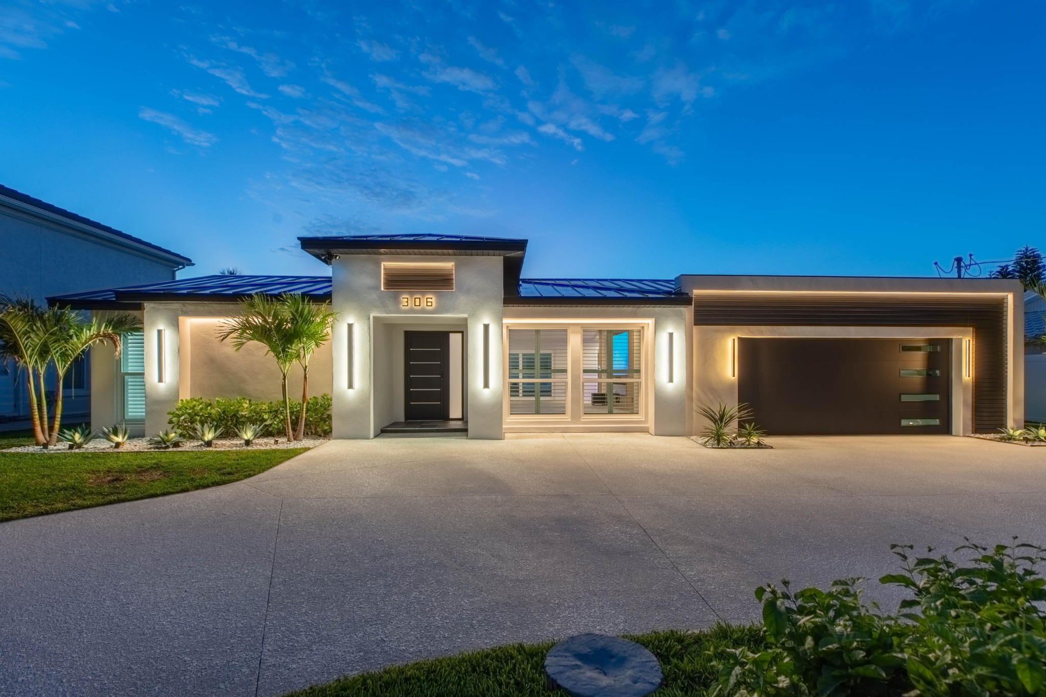 Front elevation at blue hour